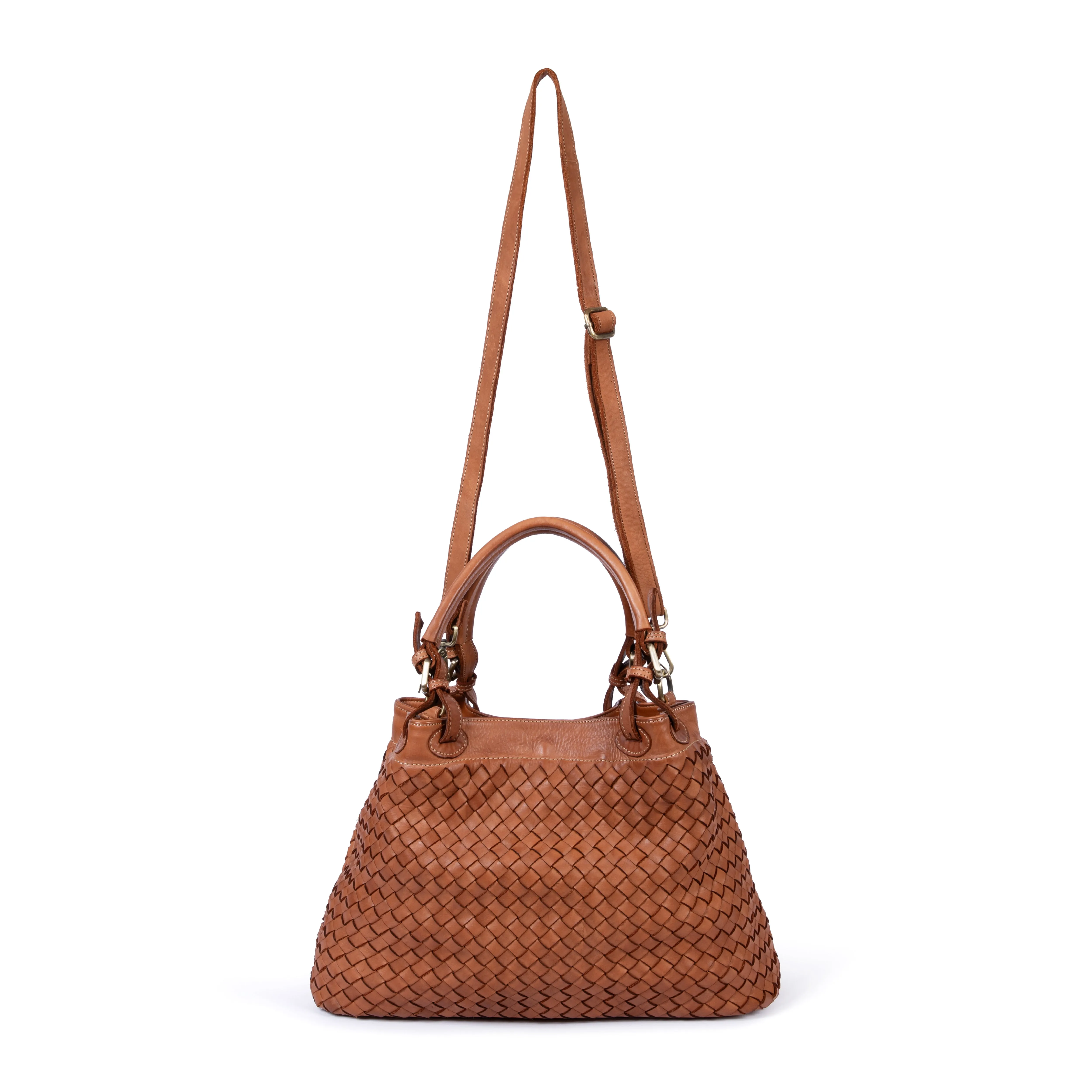 Salerno: Tan Woven Leather Handbag