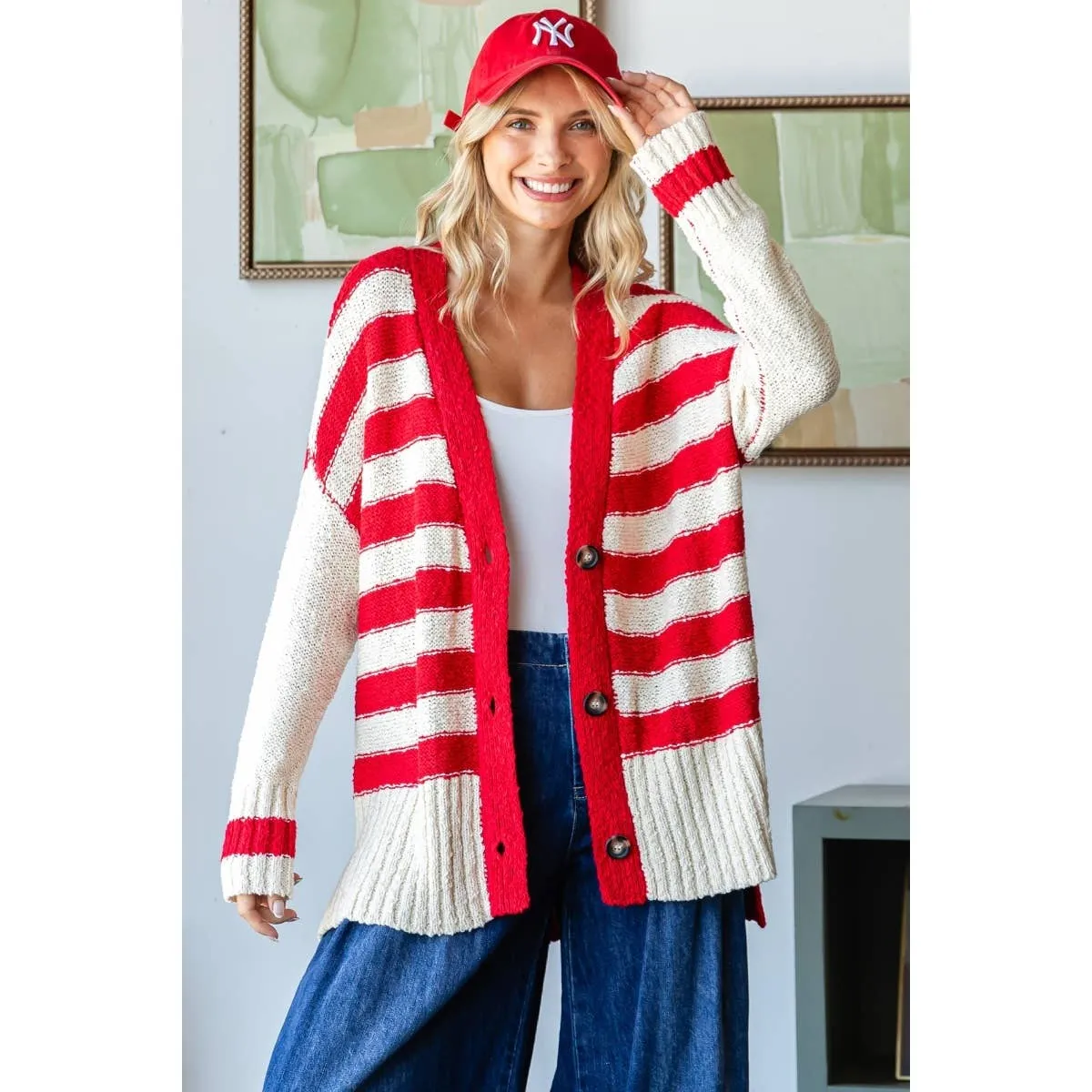 Sally Stripe Mix Oversize Cardigan