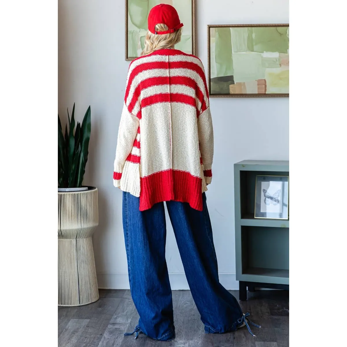 Sally Stripe Mix Oversize Cardigan