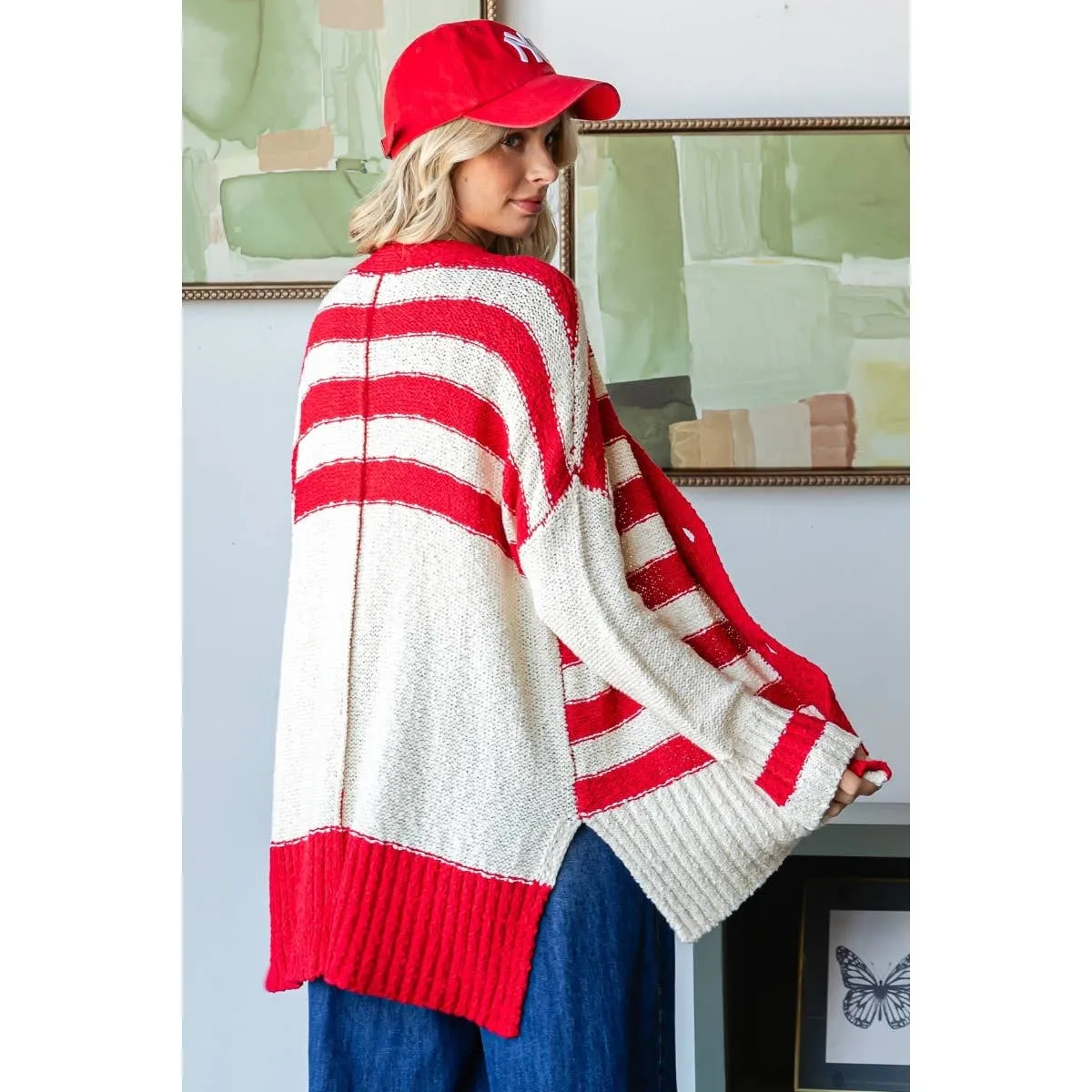 Sally Stripe Mix Oversize Cardigan