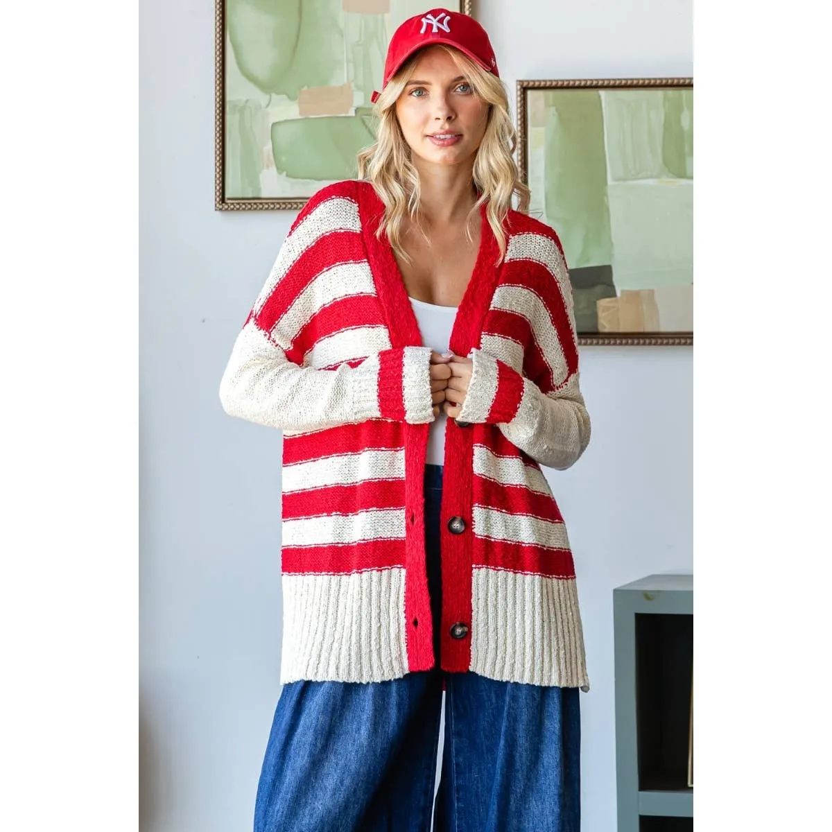 Sally Stripe Mix Oversize Cardigan