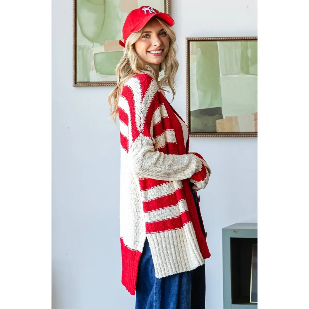 Sally Stripe Mix Oversize Cardigan