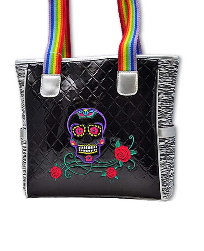 Skull Handbag with Rainbow Handles