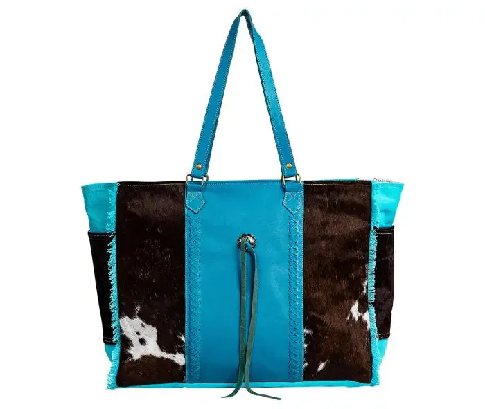 Sky Falcon Canvas & Hairon Bag in Dark