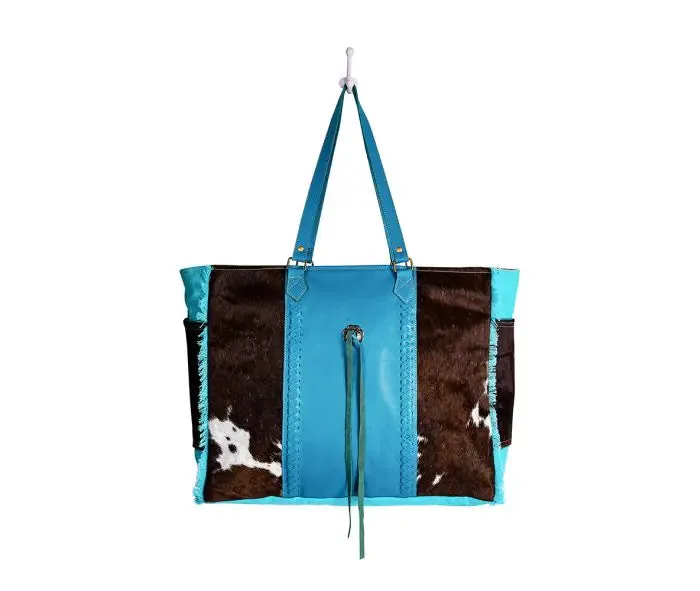 Sky Falcon Canvas & Hairon Bag in Dark