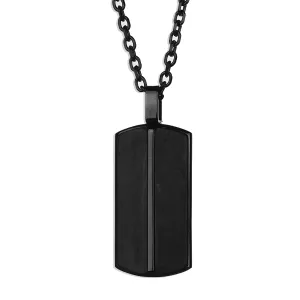 Sleek Carbon Fiber Tag Necklace - Black