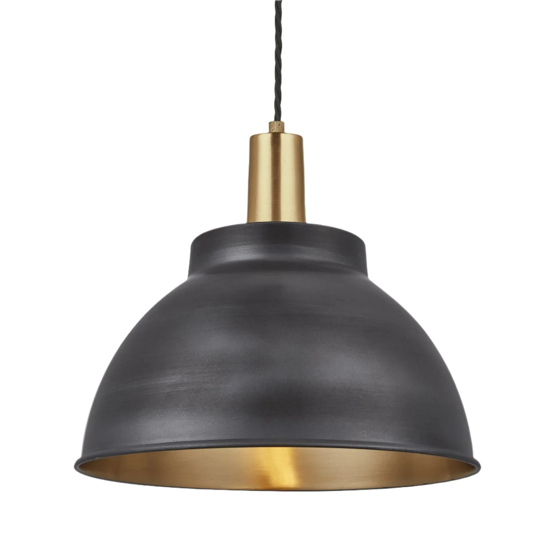 Sleek Dome Pendant - 13 Inch - Pewter & Brass