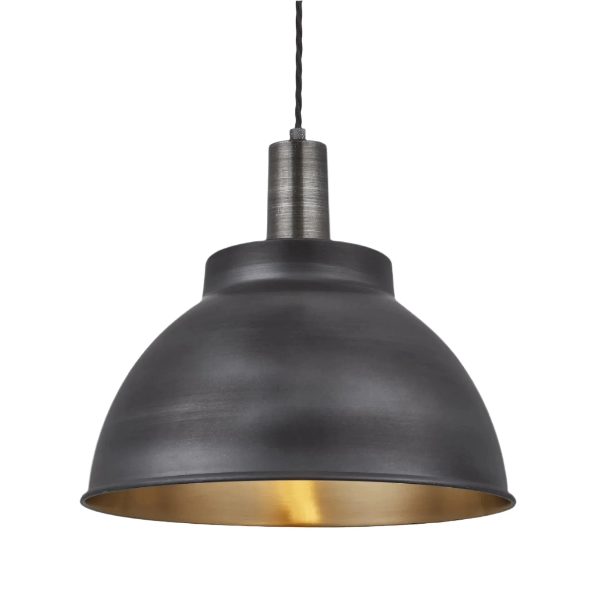 Sleek Dome Pendant - 13 Inch - Pewter & Brass