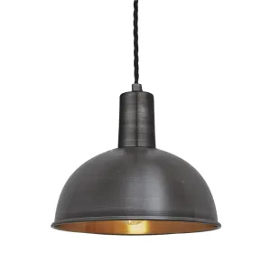 Sleek Dome Pendant - 8 Inch - Pewter & Copper