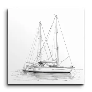 Sleek Sailboat Minimalist Line Drawing Art