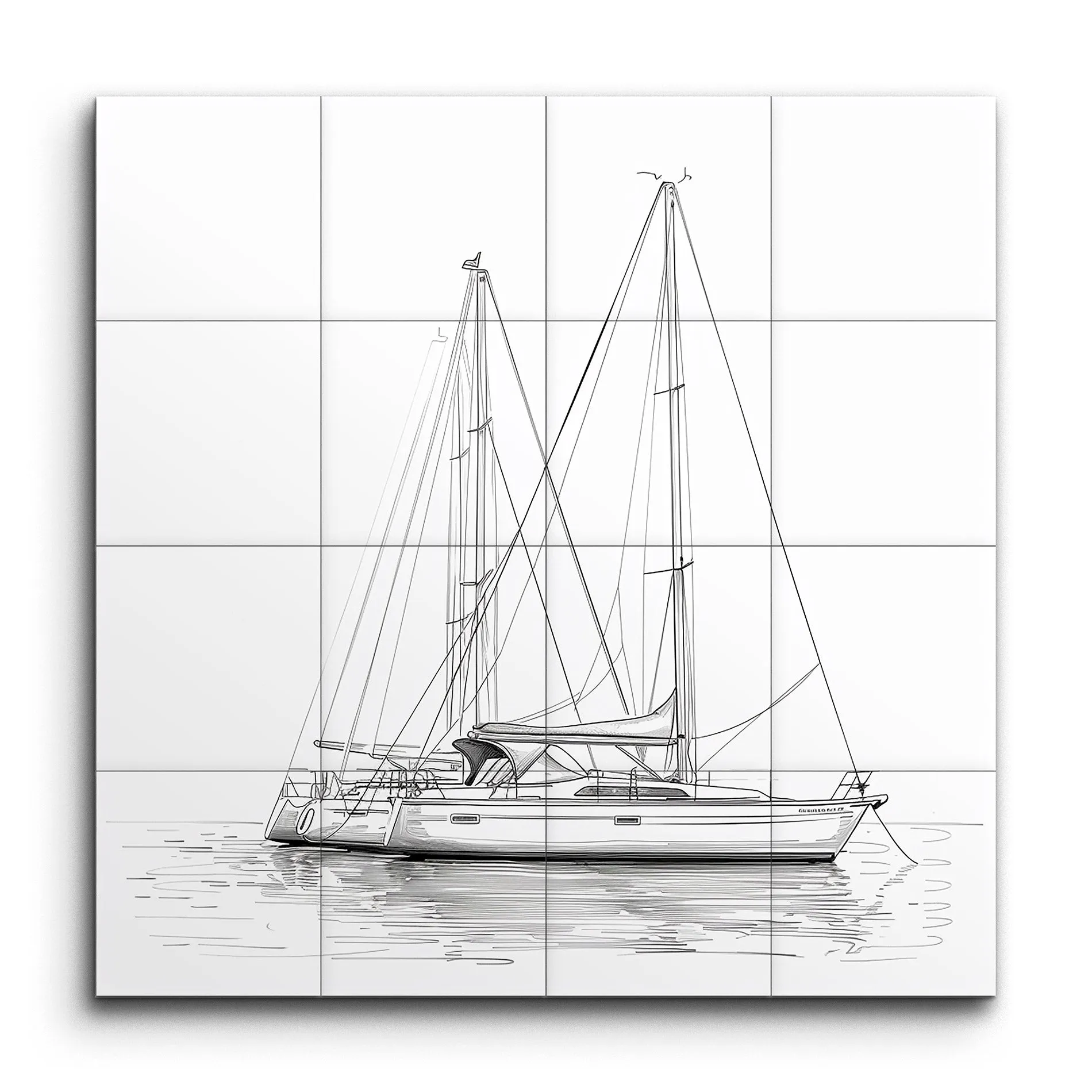 Sleek Sailboat Minimalist Line Drawing Art