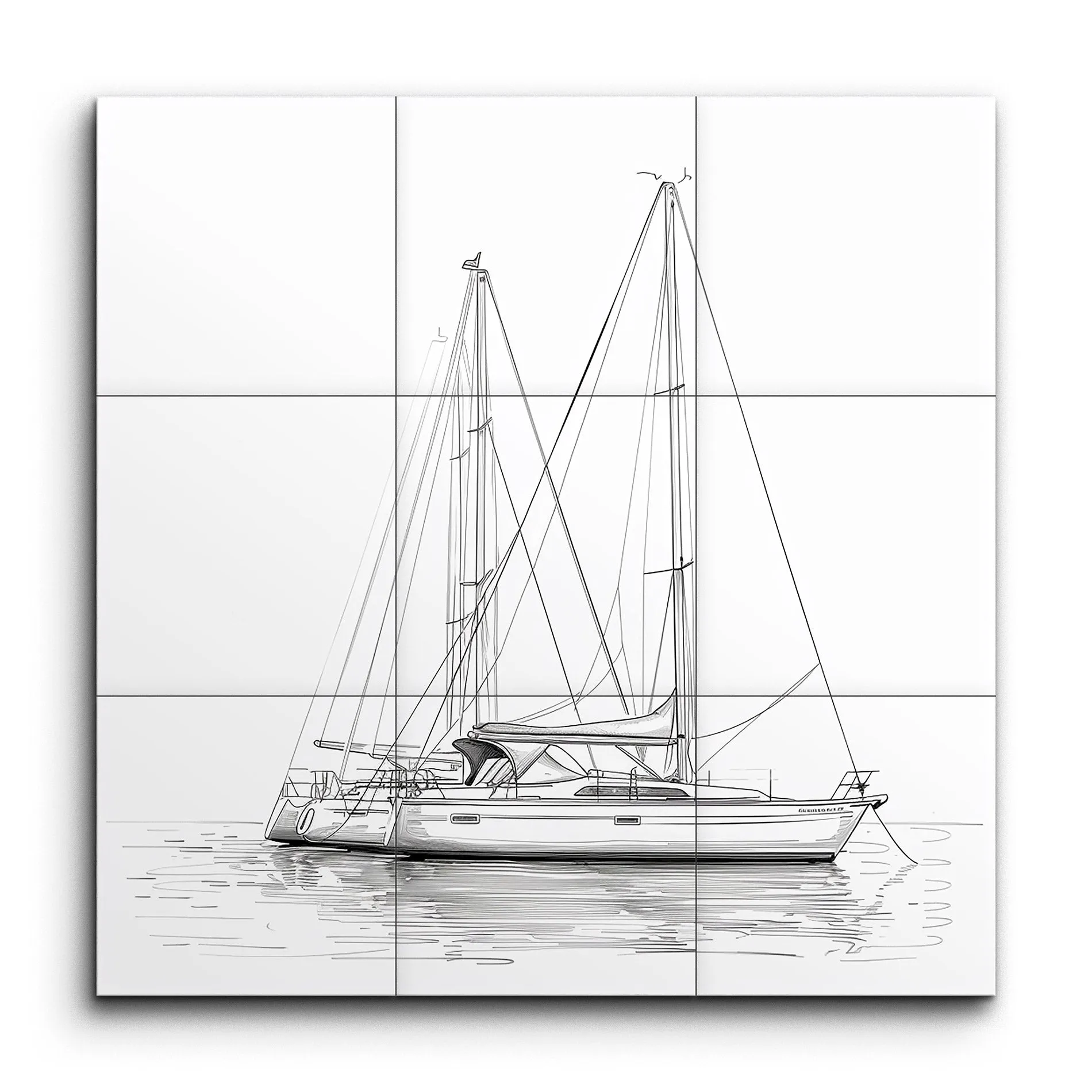 Sleek Sailboat Minimalist Line Drawing Art