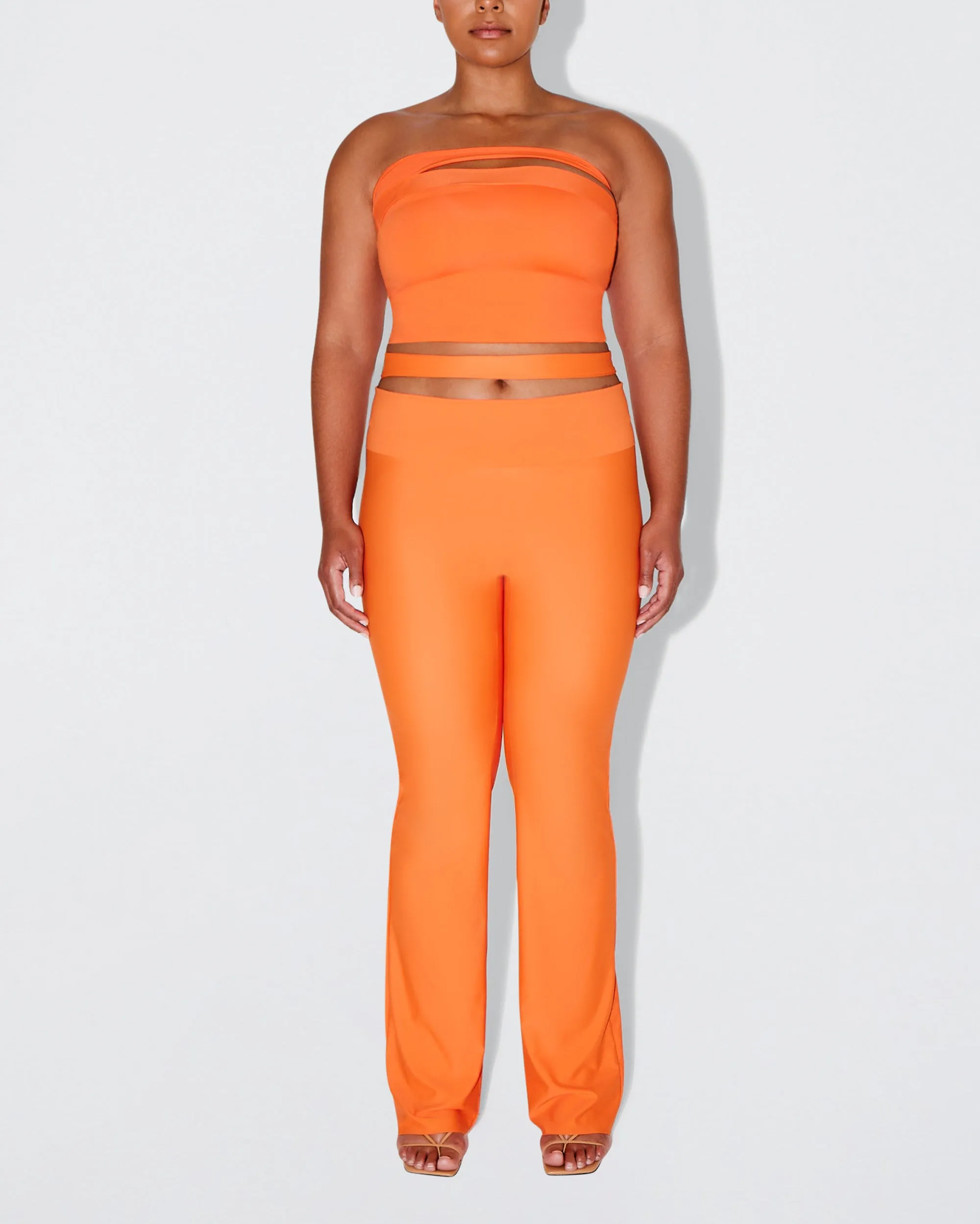 Sleek Stretch Cutout Foldover Pant | Papaya