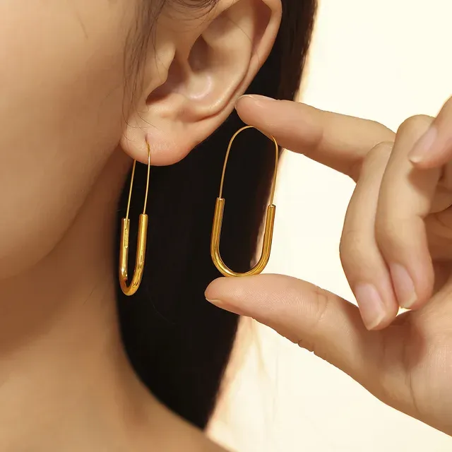 Sleek U Shaped Hoops Earrings