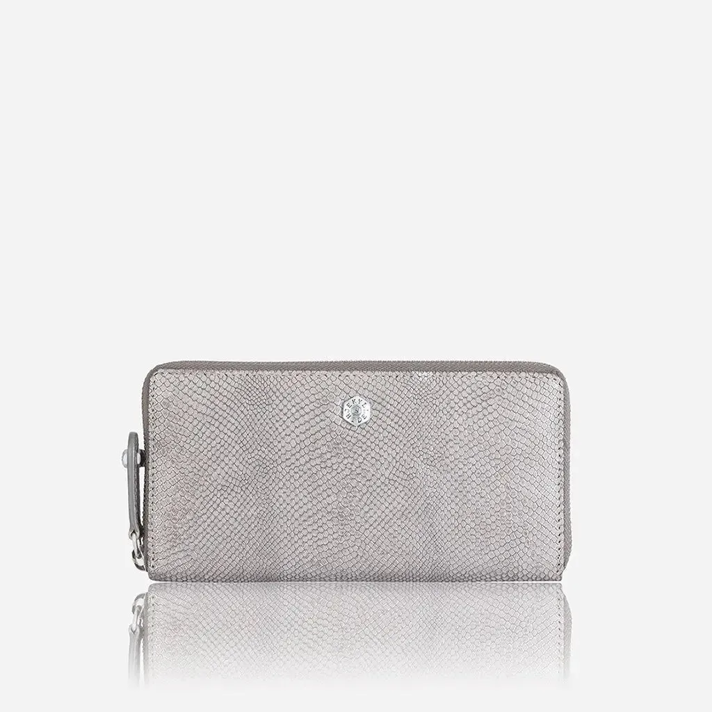 Sophisticated Grey Italian Print Zip Around Wallet for Modern Elegance