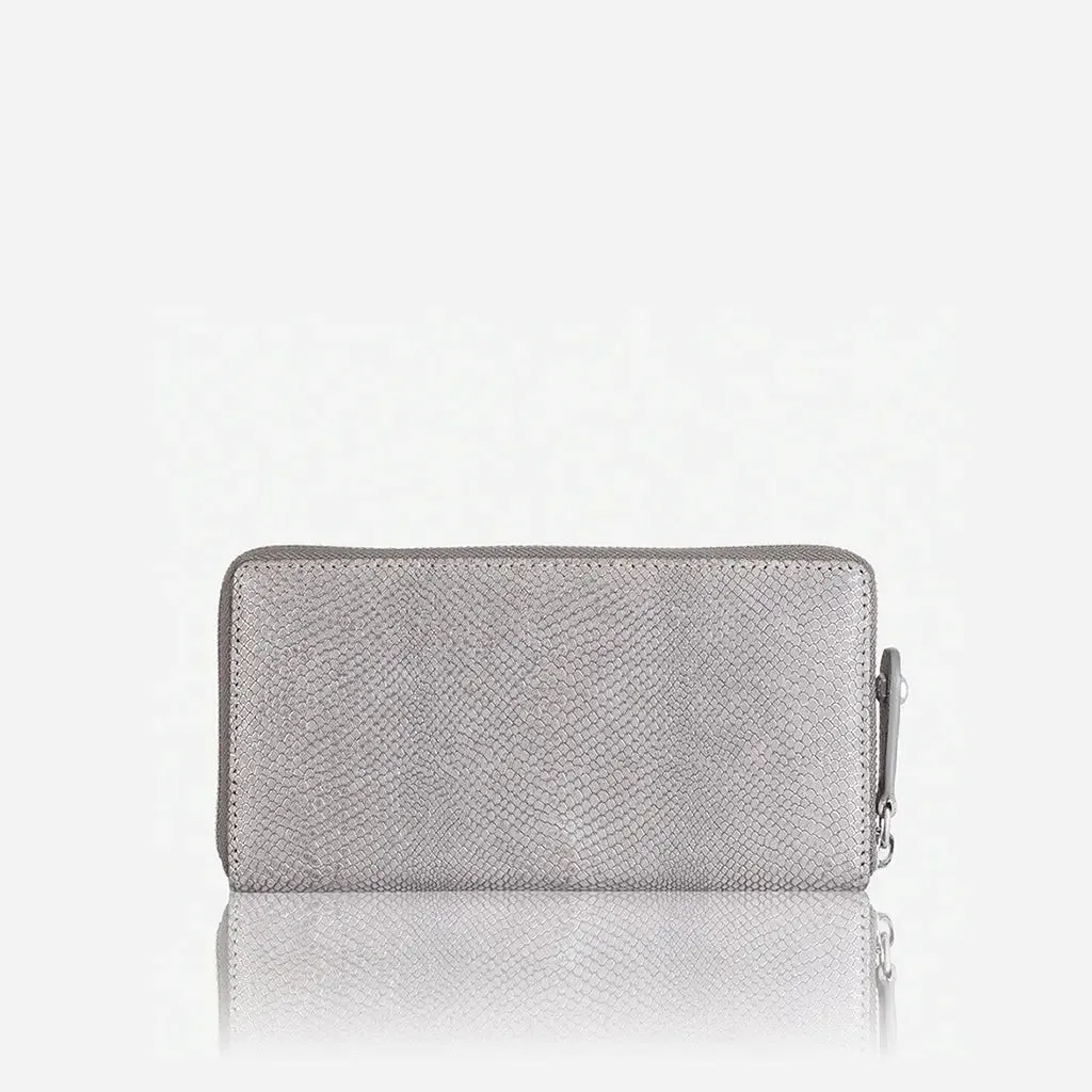 Sophisticated Grey Italian Print Zip Around Wallet for Modern Elegance