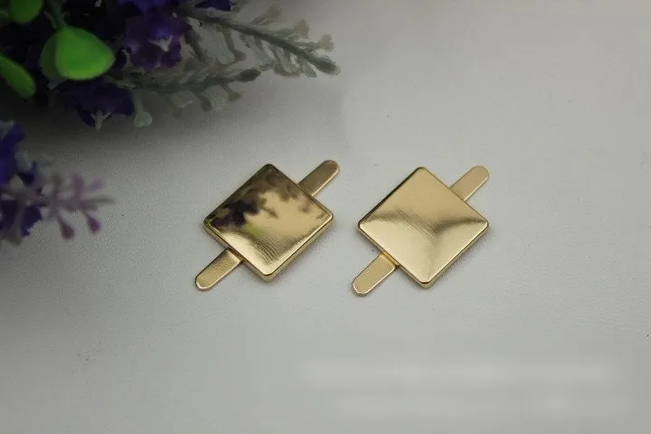 Square Purse Label 1/10pcs Bag Hardware Charm Light Gold Handmade Purse Handbag Making Metal Decoration 17mm 5/8" Bulk Wholesale Supplies