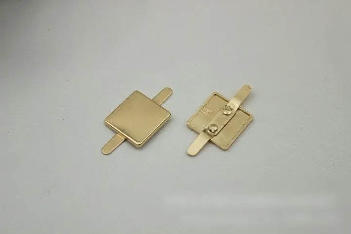 Square Purse Label 1/10pcs Bag Hardware Charm Light Gold Handmade Purse Handbag Making Metal Decoration 17mm 5/8" Bulk Wholesale Supplies