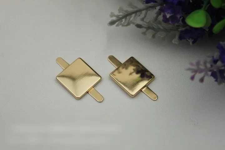 Square Purse Label 1/10pcs Bag Hardware Charm Light Gold Handmade Purse Handbag Making Metal Decoration 17mm 5/8" Bulk Wholesale Supplies