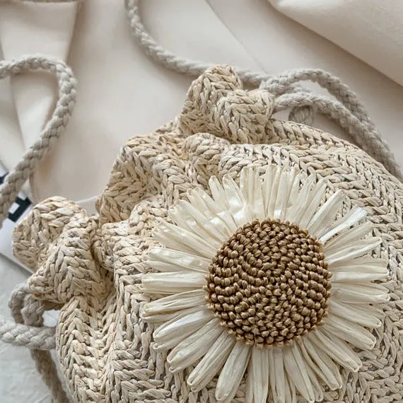 Straw Woven Crossbody Bucket Bag