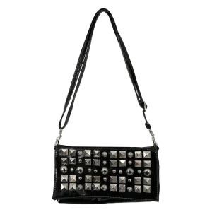 Studded Patent Shoulder Bag