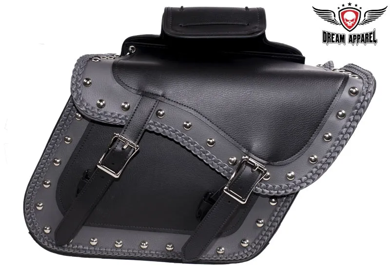 Studded PVC Motorcycle Saddlebag With Gun Holsters