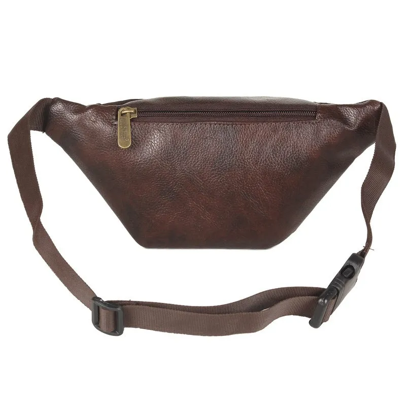 The Clownfish Ajax Faux Leather Waist Bag Travel Pouch Crossbody Sling Bag with Adjustable Strap (Dark Brown)