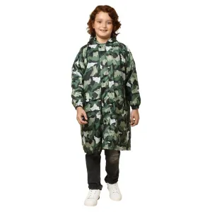 THE CLOWNFISH Laurel Series Kids Waterproof PVC Longcoat with Adjustable Hood & Extra Space for Backpack/Schoolbag Holding. Printed Plastic Pouch. Kid Age-6-7 years (Size-30-Red)