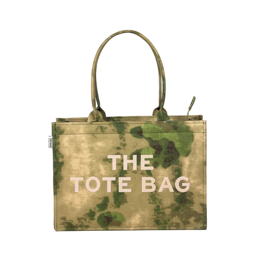 The Tote Bag Beige – Army Green Camo Canvas Bag