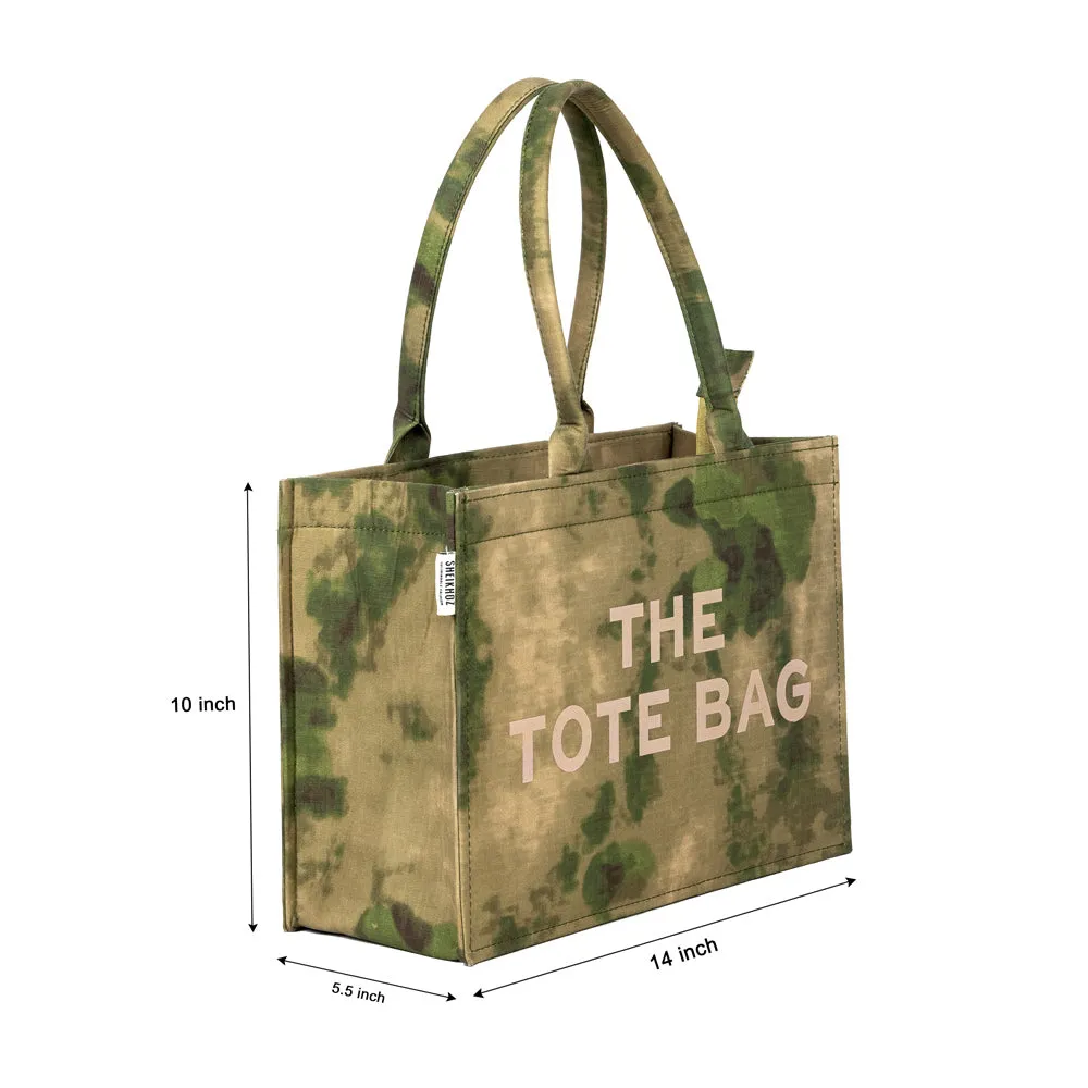 The Tote Bag Beige – Army Green Camo Canvas Bag