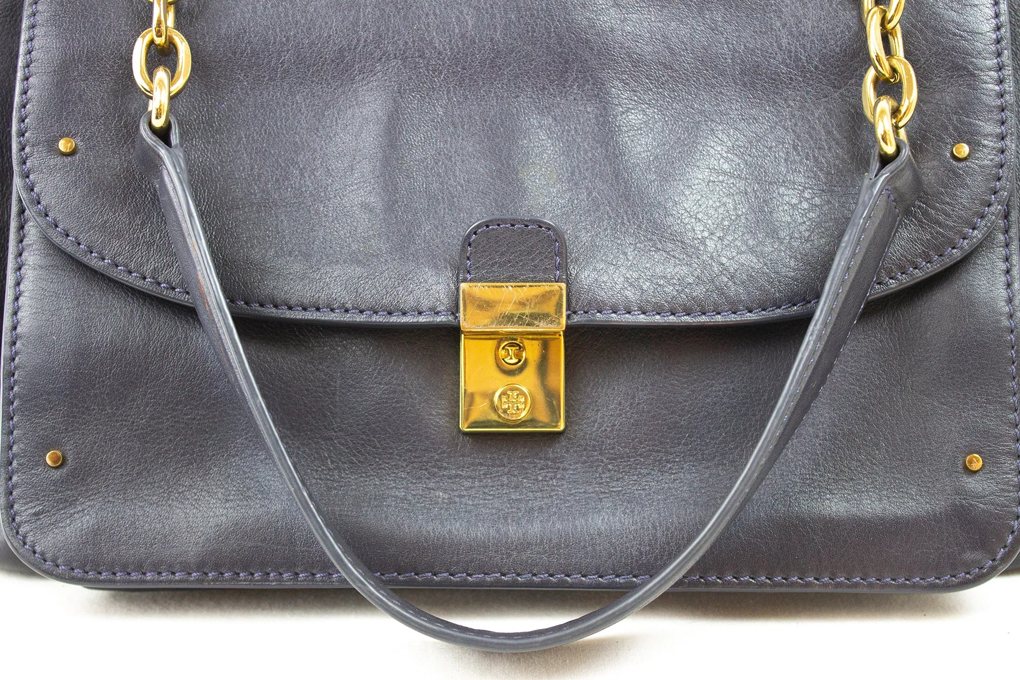 Tory Burch Blue Leather Handbag (PREOWNED)