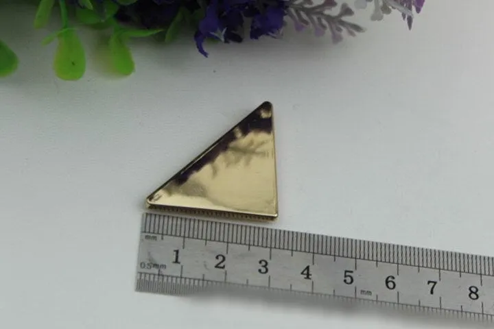 Triangle Purse Label 1/10pcs Bag Hardware Charm Light Gold Handmade Purse Handbag Making Metal Decoration 40mm 1 5/8" Wholesale Supplies