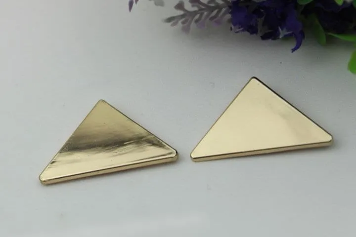 Triangle Purse Label 1/10pcs Bag Hardware Charm Light Gold Handmade Purse Handbag Making Metal Decoration 40mm 1 5/8" Wholesale Supplies