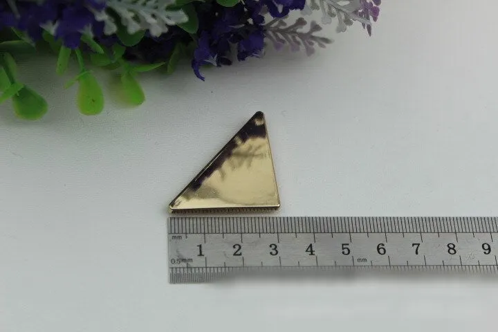 Triangle Purse Label 1/10pcs Bag Hardware Charm Light Gold Handmade Purse Handbag Making Metal Decoration 40mm 1 5/8" Wholesale Supplies