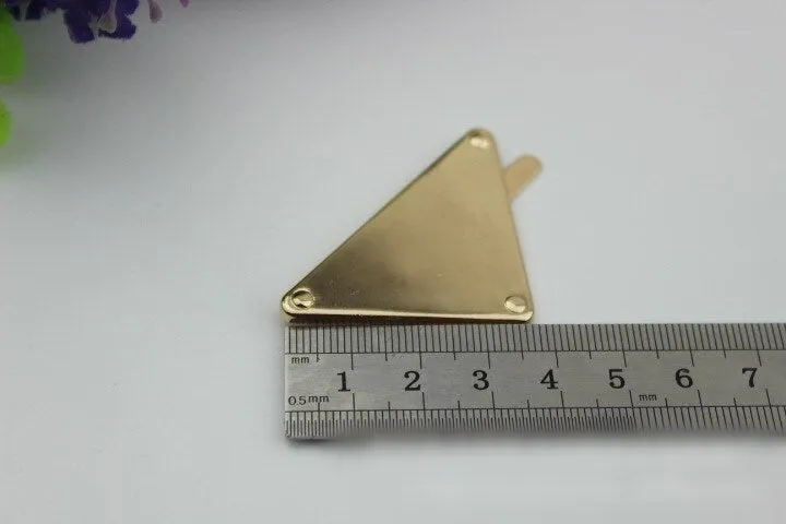 Triangle Purse Label 1/10pcs Bag Hardware Charm Light Gold Handmade Purse Handbag Making Metal Decoration 50mm 2" Bulk Wholesale Supplies