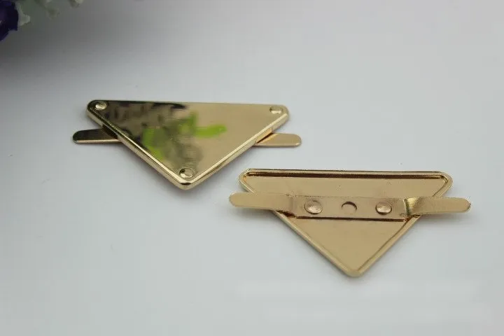 Triangle Purse Label 1/10pcs Bag Hardware Charm Light Gold Handmade Purse Handbag Making Metal Decoration 50mm 2" Bulk Wholesale Supplies