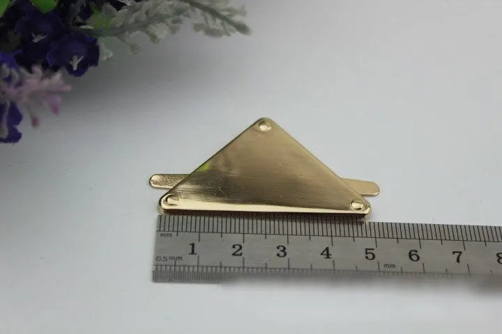 Triangle Purse Label 1/10pcs Bag Hardware Charm Light Gold Handmade Purse Handbag Making Metal Decoration 50mm 2" Bulk Wholesale Supplies