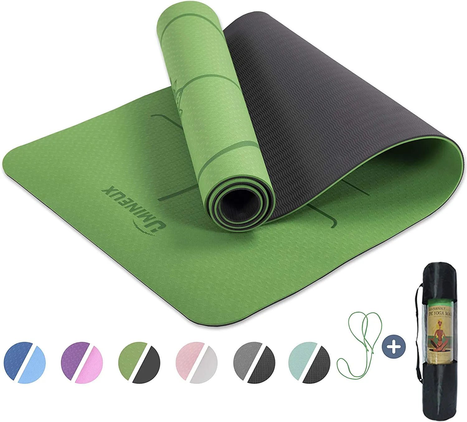 UMINEUX Yoga Mat Extra Thick 1/3'' Non Slip Yoga Mats for Women with Alignment Marks Eco Friendly TPE Fitness Exercise Mat with Carrying Strap & Storage Bag