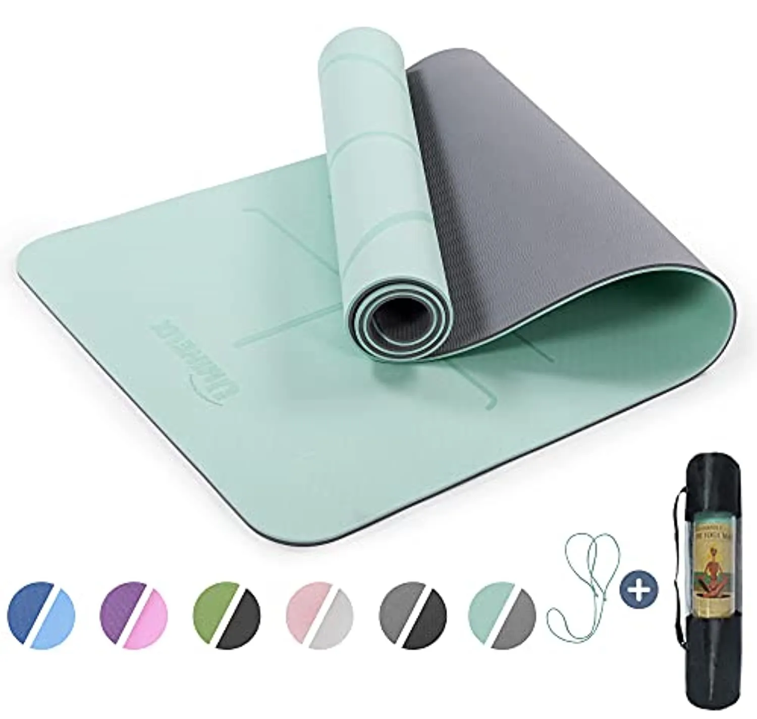 UMINEUX Yoga Mat Extra Thick 1/3'' Non Slip Yoga Mats for Women with Alignment Marks Eco Friendly TPE Fitness Exercise Mat with Carrying Strap & Storage Bag