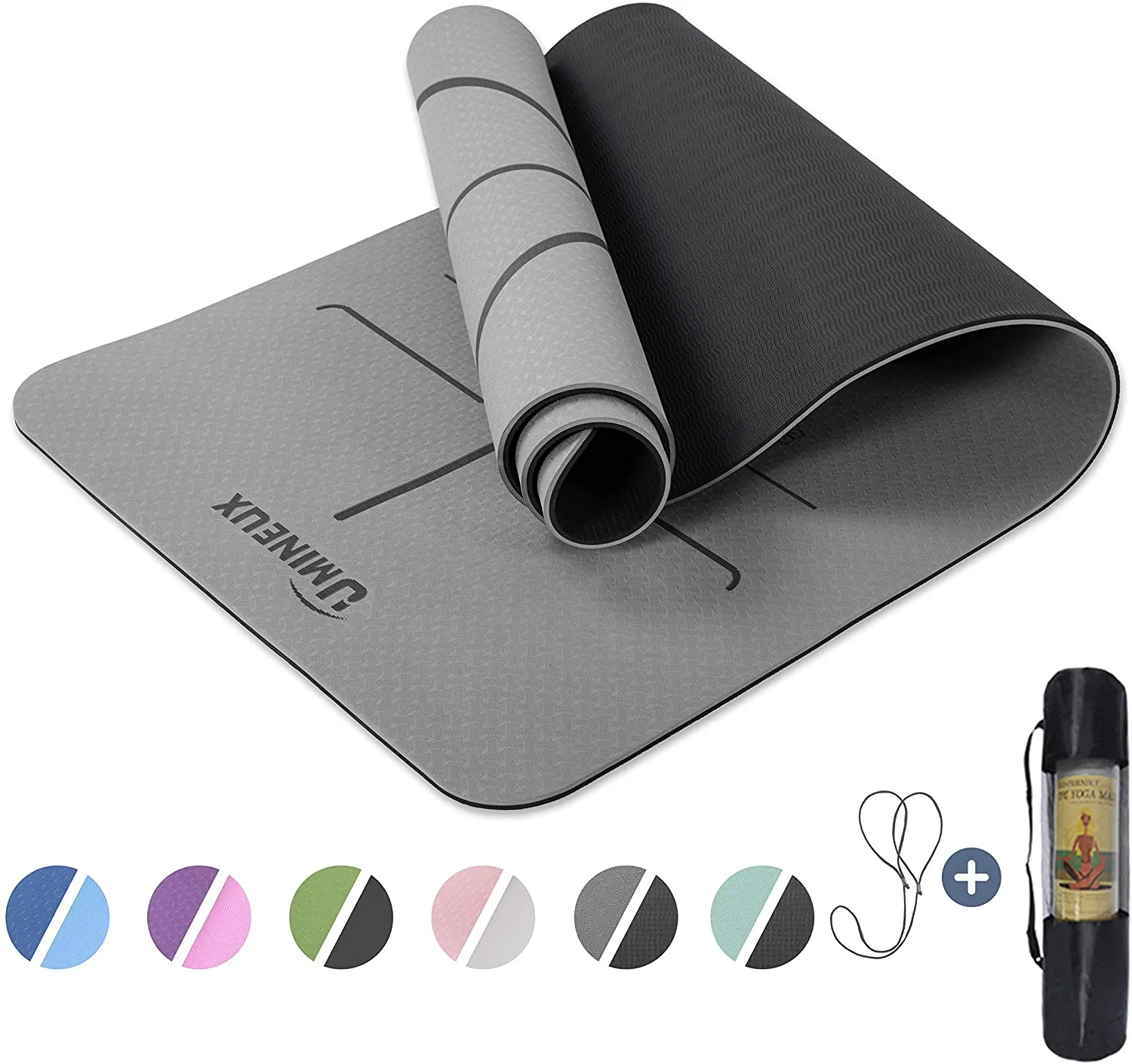 UMINEUX Yoga Mat Extra Thick 1/3'' Non Slip Yoga Mats for Women with Alignment Marks Eco Friendly TPE Fitness Exercise Mat with Carrying Strap & Storage Bag