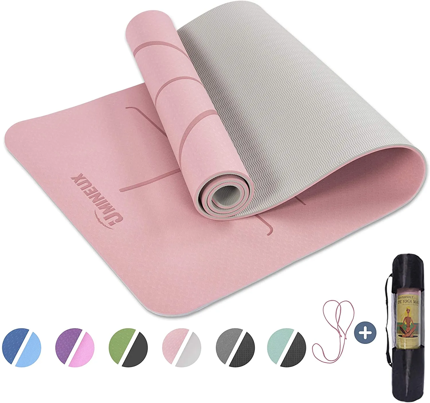 UMINEUX Yoga Mat Extra Thick 1/3'' Non Slip Yoga Mats for Women with Alignment Marks Eco Friendly TPE Fitness Exercise Mat with Carrying Strap & Storage Bag