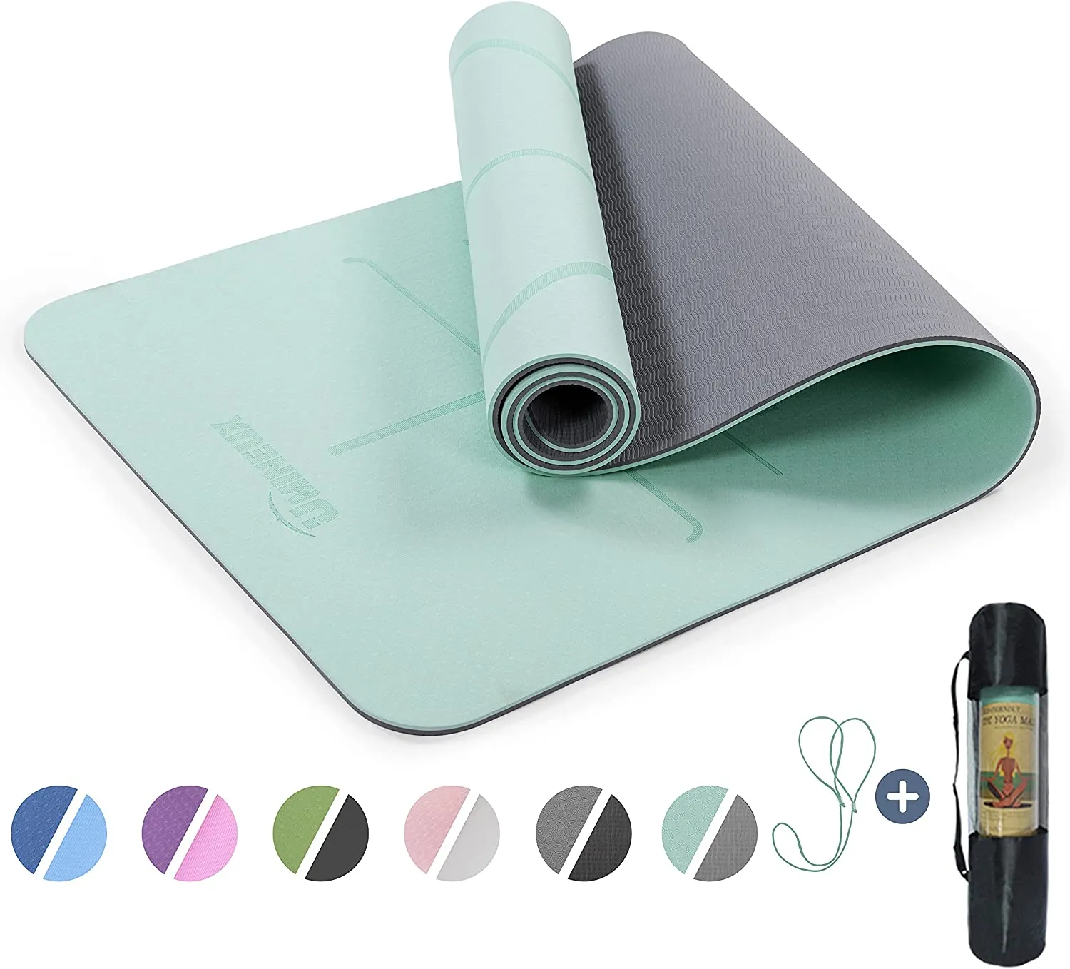 UMINEUX Yoga Mat Extra Thick 1/3'' Non Slip Yoga Mats for Women with Alignment Marks Eco Friendly TPE Fitness Exercise Mat with Carrying Strap & Storage Bag