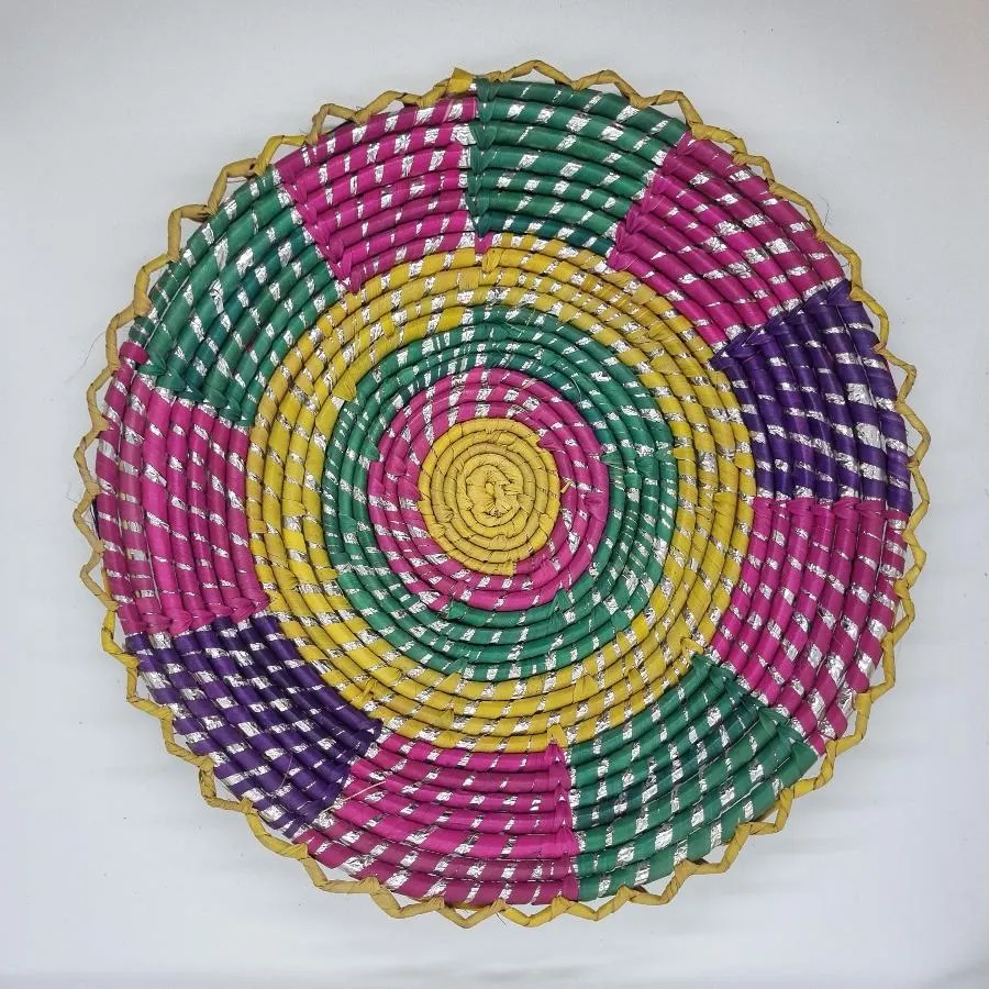 Vibrant Handwoven Tribal Basket (Small)