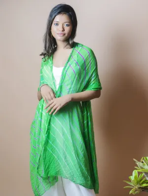 Vibrant Leheriya Georgette Stole - Green