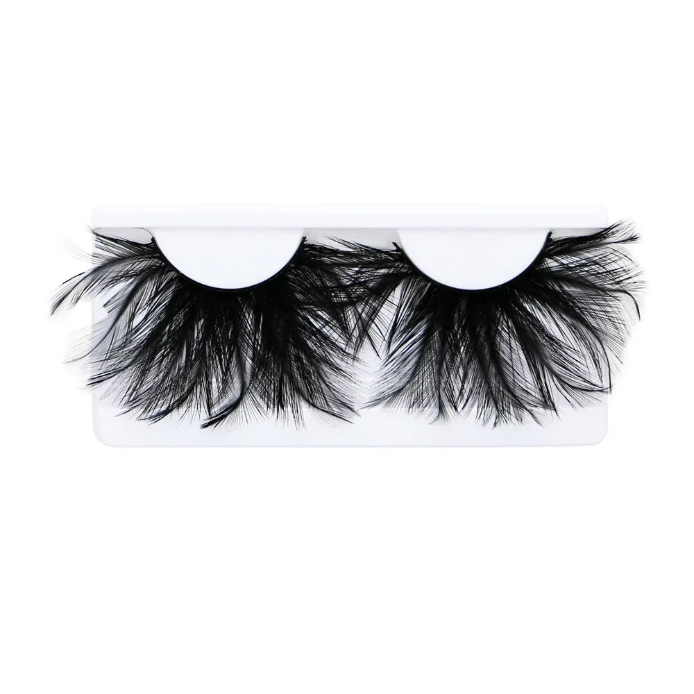 Vibrant Long Feather Eyelashes - Black