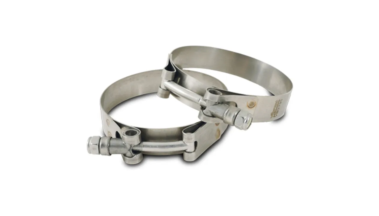 Vibrant Stainless Steel T-Bolt Clamps (Pack of 2) - For 1.00" Pipe - Clamp Range: 1.26"-1.47"  - 2787