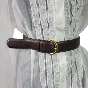 Vintage Coach Classic Belt Dark Brown Smooth Leather 8500 Brass Buckle Medium