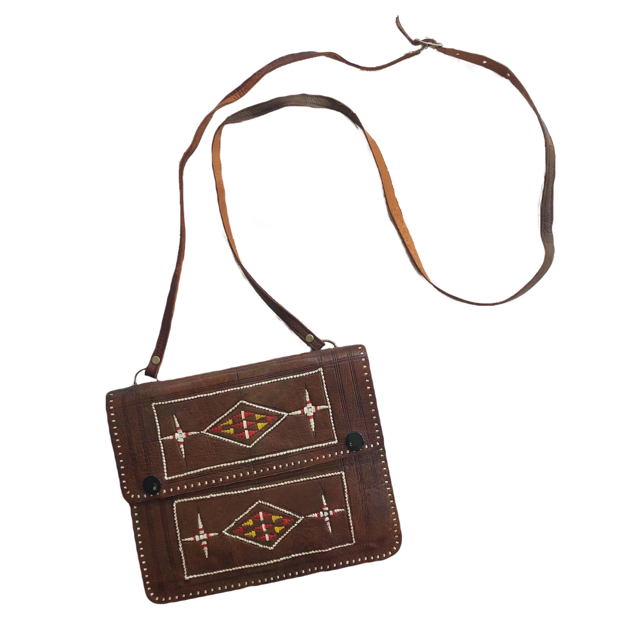 VINTAGE LEATHER WOVEN CROSSBODY BAG