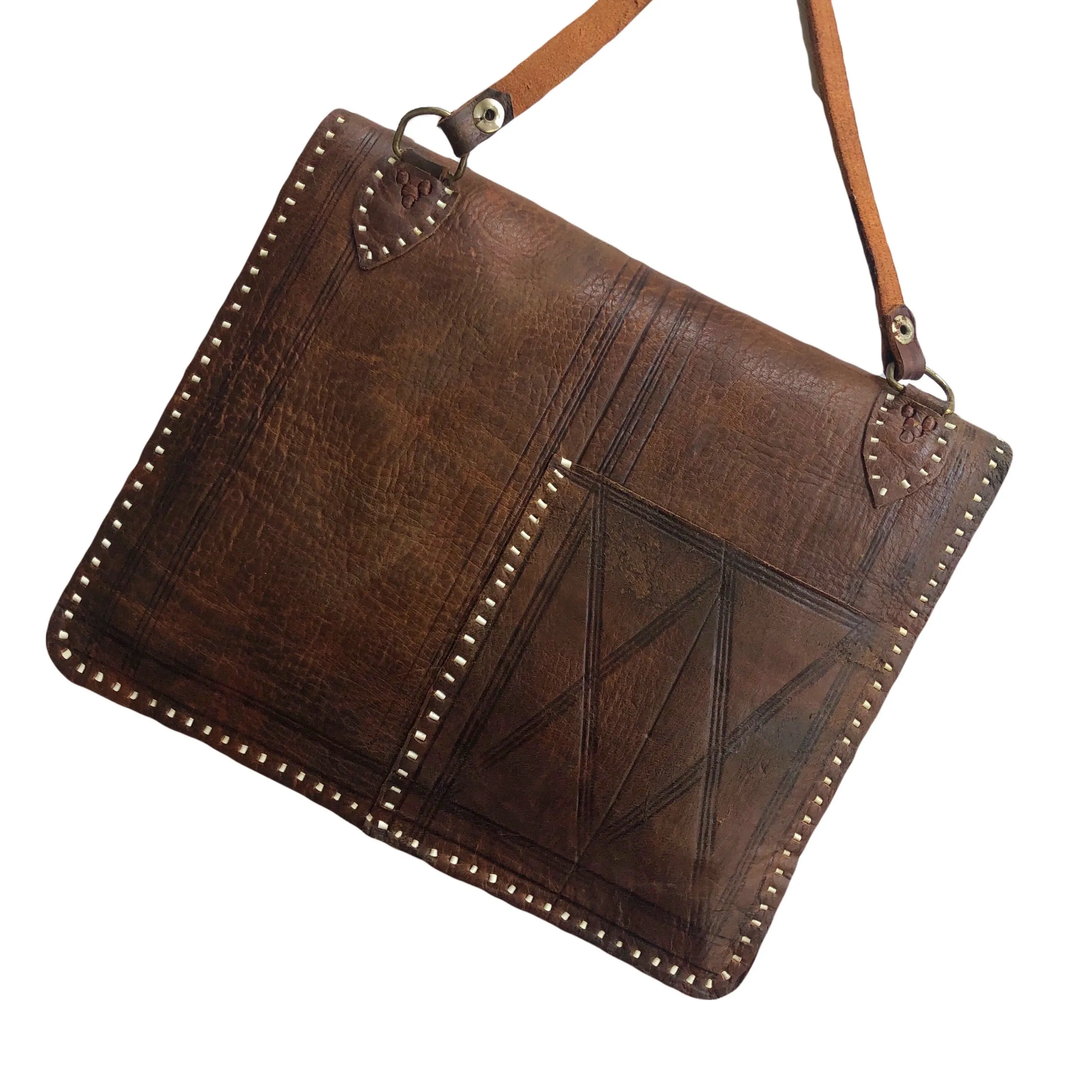 VINTAGE LEATHER WOVEN CROSSBODY BAG