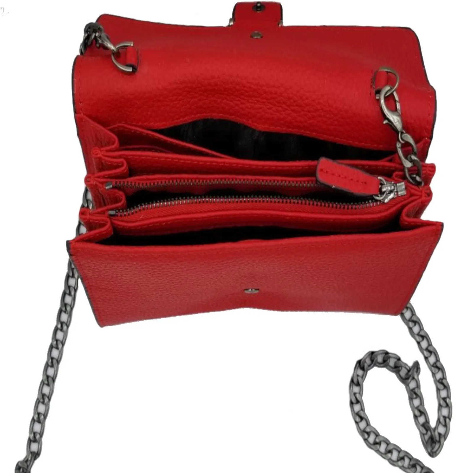 Vintage Red Luxury Rhinestone Studded Shoulder Chain Crossbody Bag